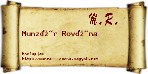 Munzár Rovéna névjegykártya